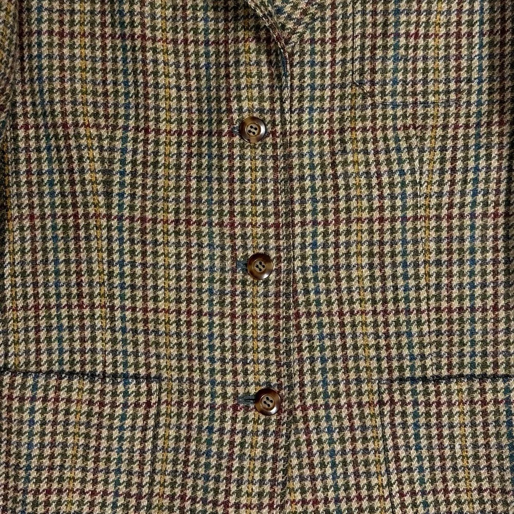 Vintage Appleseed Shetland wool blend houndstooth tweed blazer jacket womens 16‎